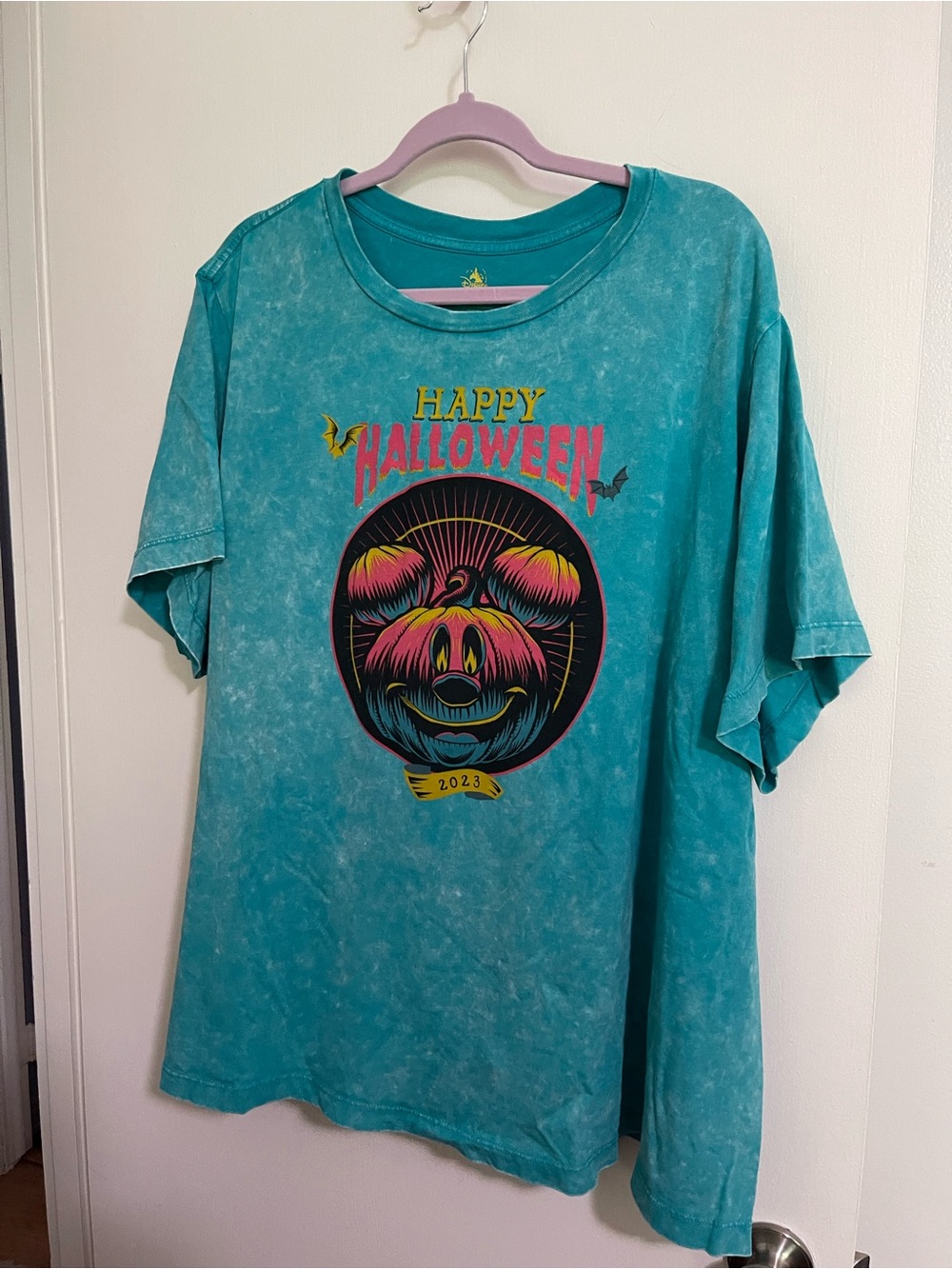 Woman’s 3x Green/Teal 'Happy Halloween' Graphic Tee - 2023